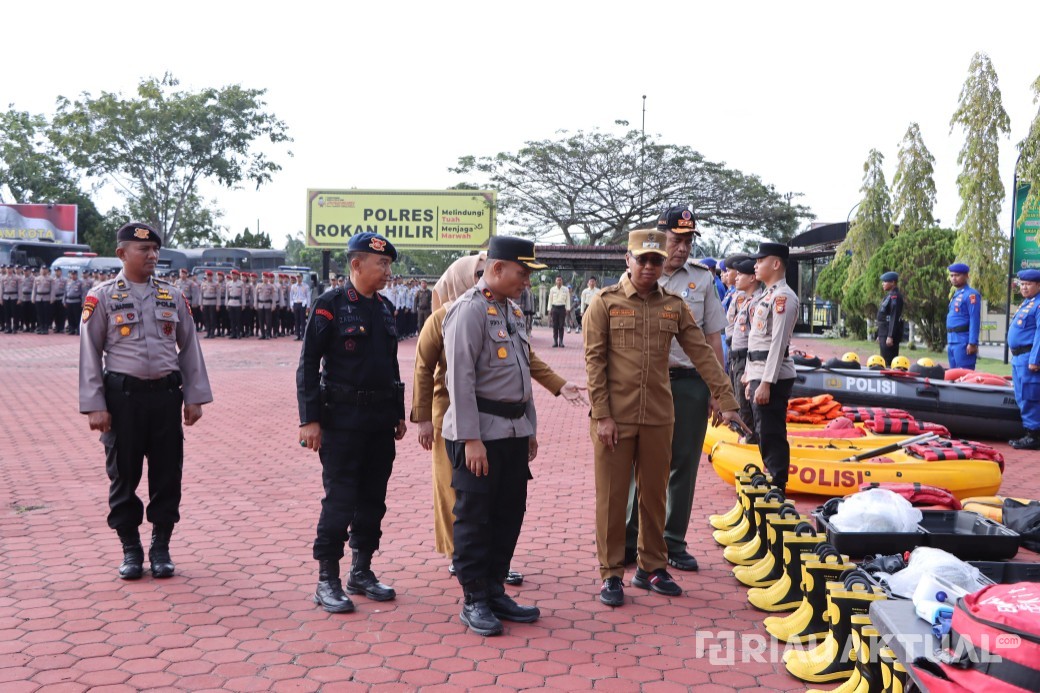Antisipasi Banjir, Polres Rohil Gelar Apel Kesiapsiagaan Penanggulangan Bencana