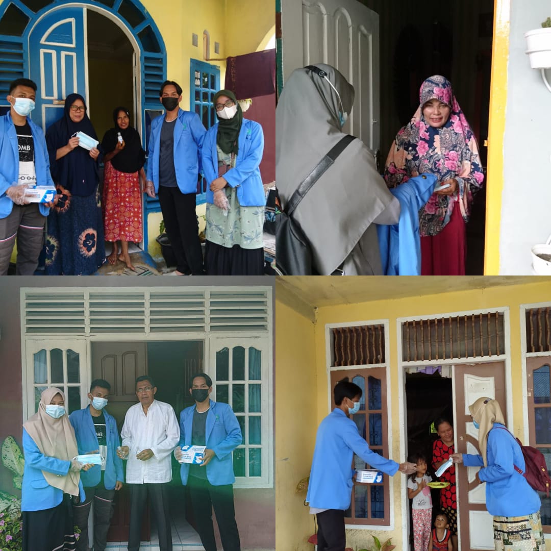 Mahasiswa KKN–DR UIN Suska Riau Kelurahan Air Jamban Bagikan Masker dan Hand Santizer Kepada Masyarakat