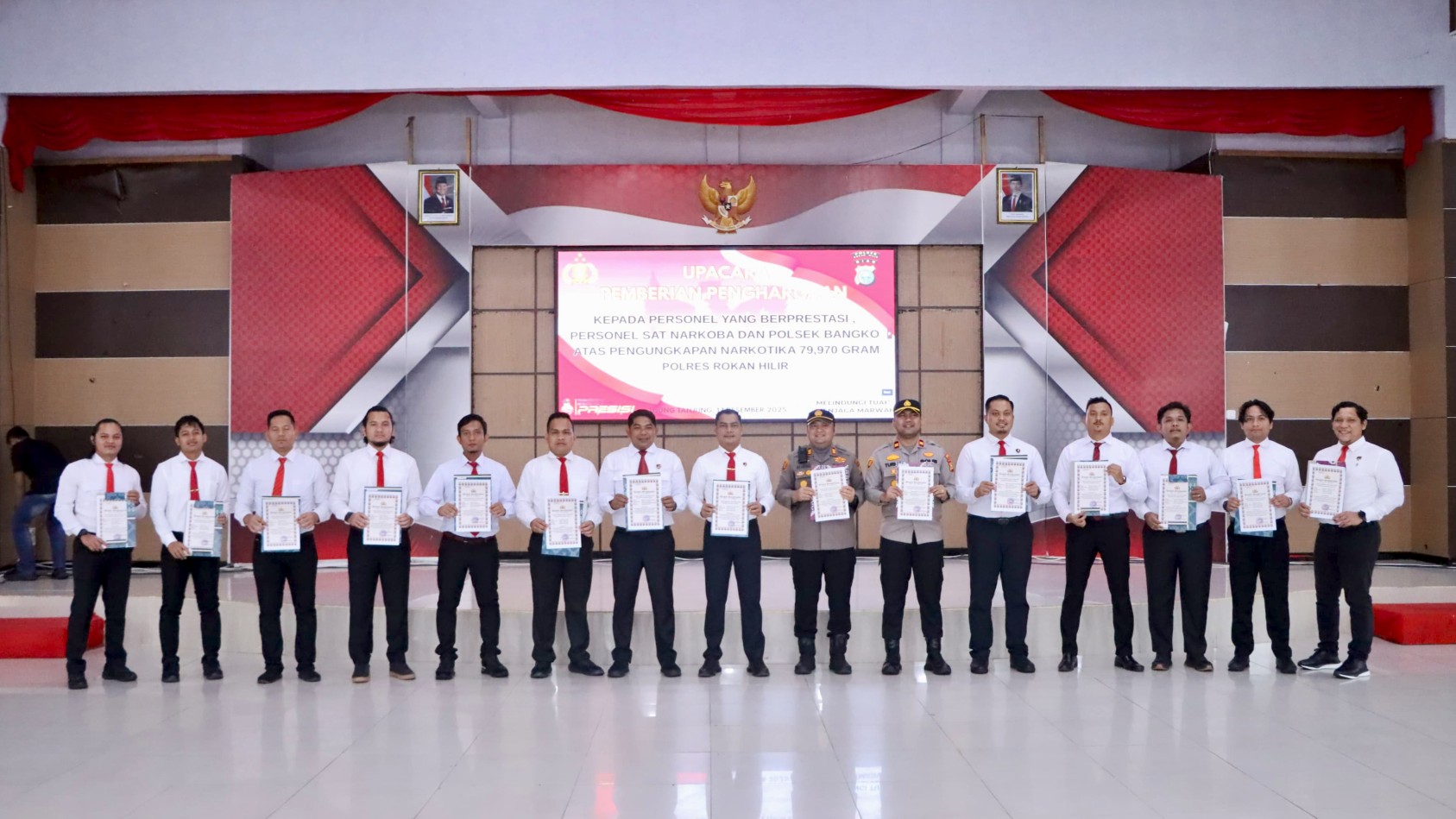 Terbesar Se-Polda Riau 2025, Personel Polres Rohil Raih Prestasi Pengungkapan Narkoba