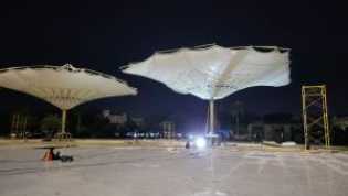 4 Membran Payung Elektrik Masjid Raya Annur Riau Terpasang