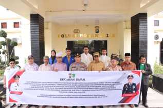 Tolak Anarkisme, Polres Rokan Hilir Deklarasi Damai bersama Forkopimda dan Tokoh Masyarakat