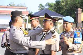 Kapolres Inhu Pimpin Sertijab Empat PJU dan Satu Kapolsek, Ini Nama-Namanya