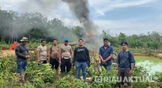 Polsek Kuantan Hilir Musnahkan 9 Rakit PETI di Kuansing