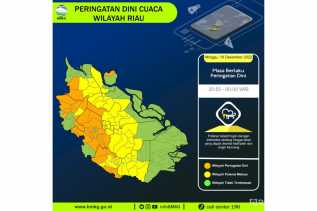 Update Peringatan Cuaca: Riau Diguyur Hujan dan Angin Kencang Hingga Dini Hari