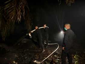Karhutla di Rohil, Dansat Brimob Riau Pimpin Pemadaman hingga Larut Malam