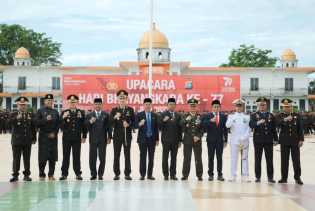 Bupati dan Wabup Rohil Hadiri Upacara Peringatan HUT Bhayangkara ke-77