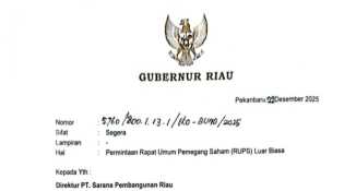 Plt Gubernur Riau Surati PT SPR Soal Rencana Pemberhentian Direksi