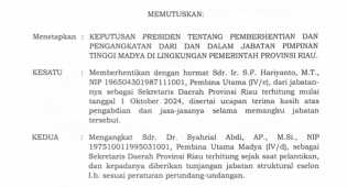 Beredar Keputusan Presiden, Syahrial Abdi sebagai Sekdaprov Riau