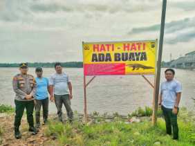 Polres Rokan Hilir Peringatkan Masyarakat, Waspadai Aktivitas Buaya di Sungai Rokan