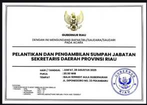 Jumat Malam Gubri Lantik Syahrial Abdi Jadi Sekdaprov Riau